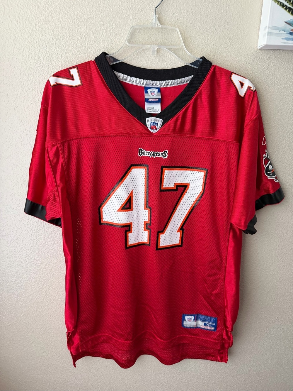 Vintage Y2K Reebok Tampa Bay Buccaneers NFL John Lynch #47 Jersey Red Youth XL